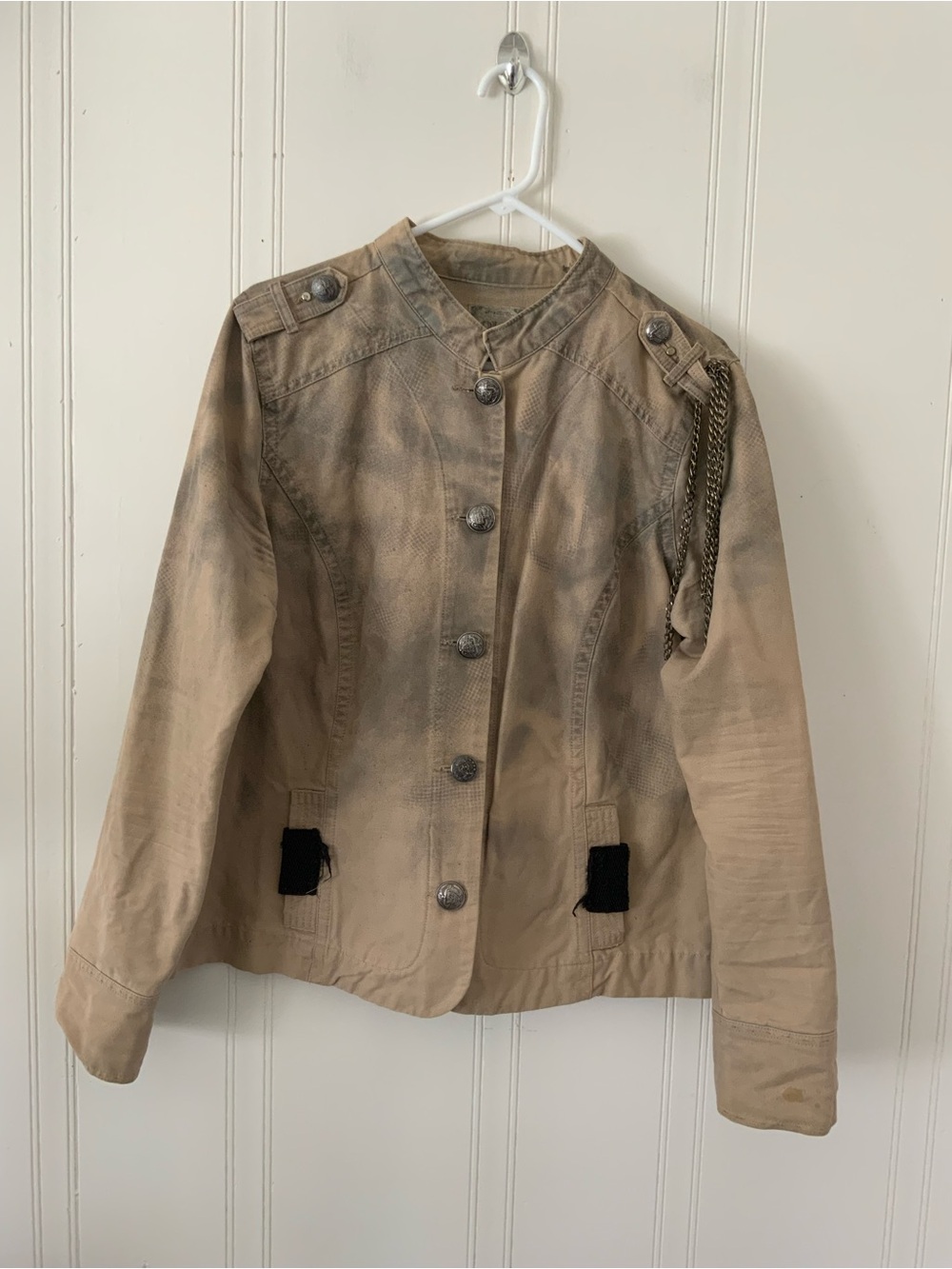 Old Navy Beige Utility Jacket with Shoulder Chain Detail